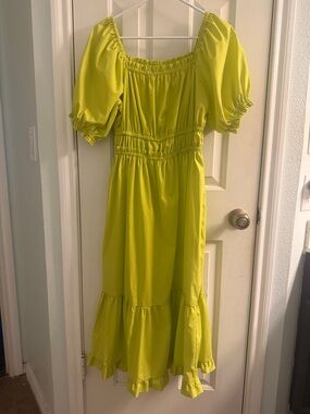 Indigo Rose Lime Green Smocked Blouse